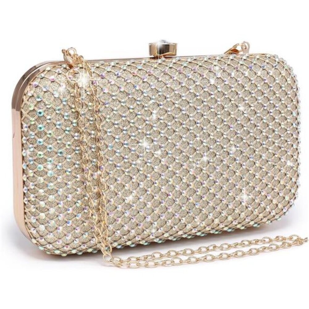 Rhinestone Clutch Purse with Crystal Clasp - Sparkling Evening Bag for Prom